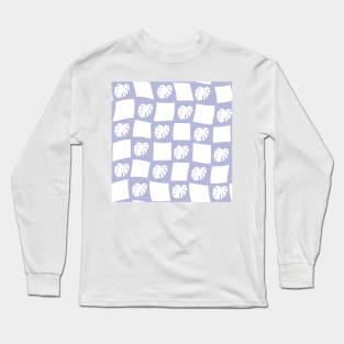 Large Monstera Deliciosa Leaf Checker Board - pastel lilac purple Long Sleeve T-Shirt